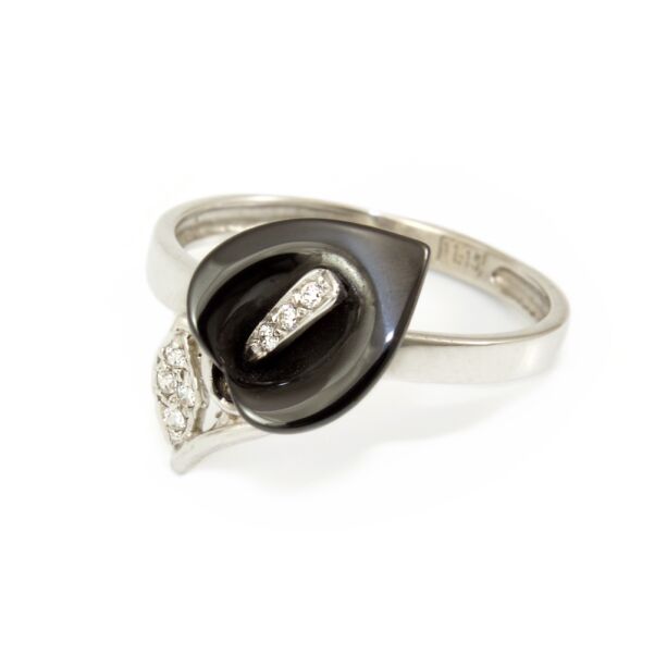 Fekete kálás fehérarany gyűrű