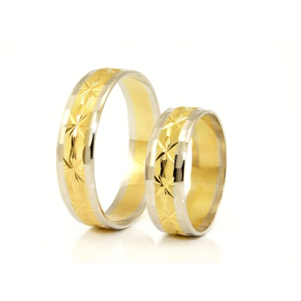 Bicolor vésett arany karikagyűrű - KIFUTÓ TERMÉK
