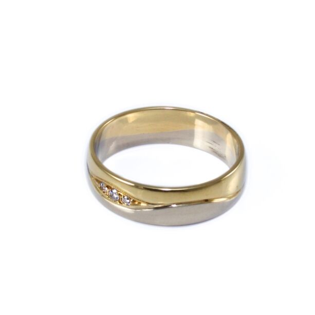 Gyémánt köves bicolor arany karikagyűrű