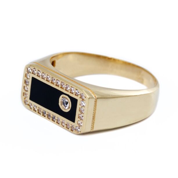 Köves-zománcos arany pecsétgyűrű