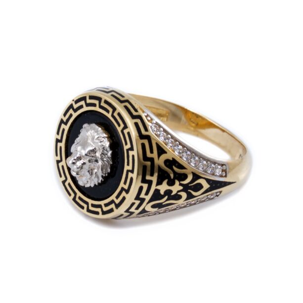 Fekete köves oroszlános arany pecsétgyűrű