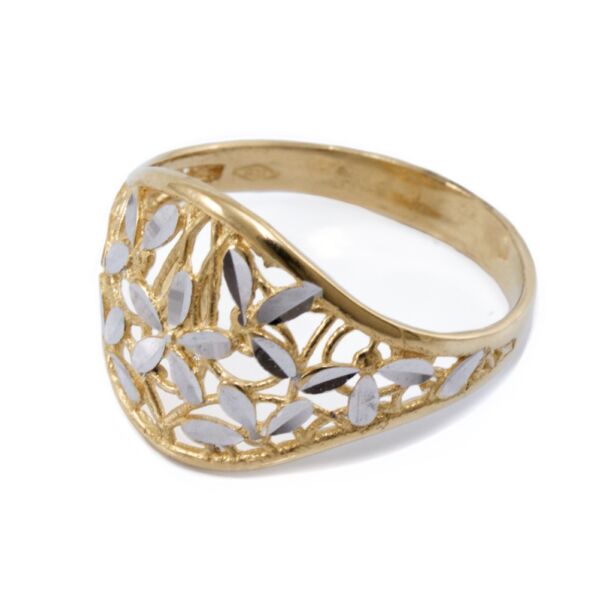 Áttört virágos bicolor arany gyűrű