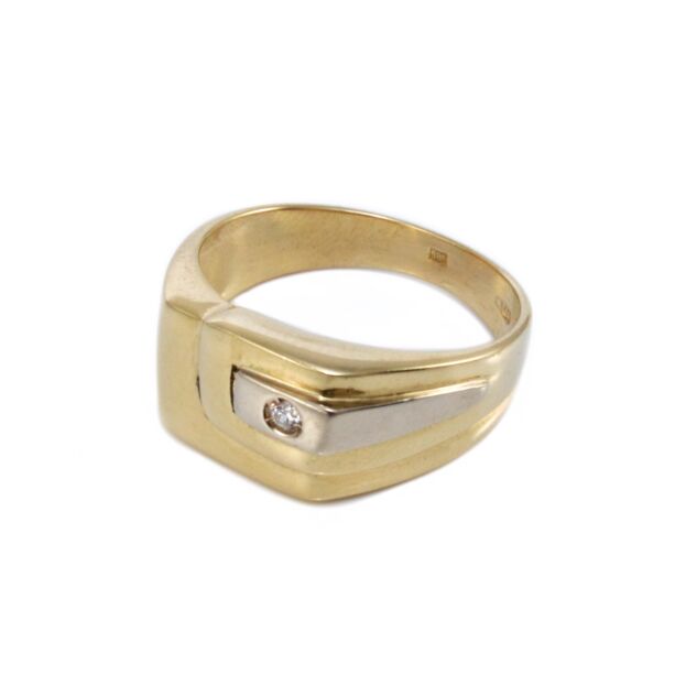 Bicolor köves szögletes arany pecsétgyűrű 