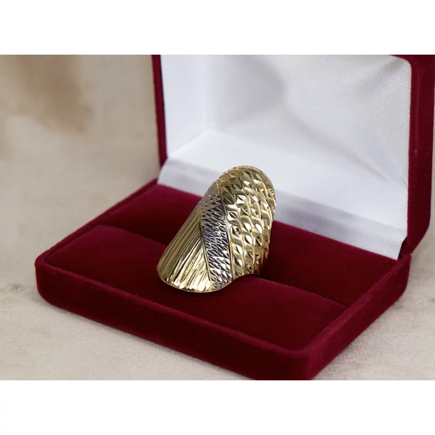 Felújított bicolor arany ovális lemez gyűrű Felújított bicolor arany ovális lemez gyűrű