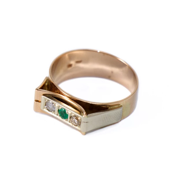 Gyémánt - smaragd arany gyűrű