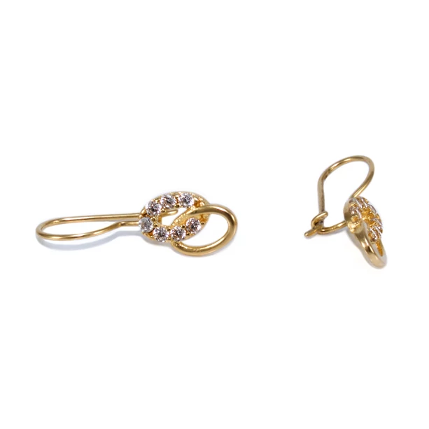 Köves ovál mintás gyermek arany fülbevaló Köves ovál mintás gyermek arany fülbevaló