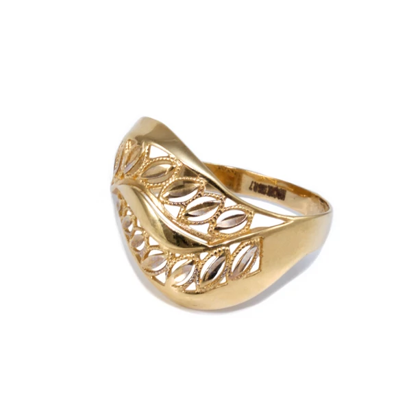 Bicolor áttört mintás hullámos arany gyűrű Bicolor áttört mintás hullámos arany gyűrű