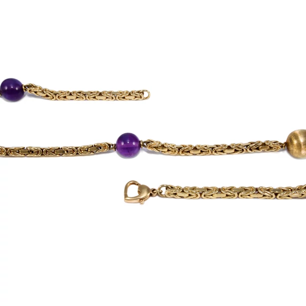 Ametiszt köves bogyós arany királylánc