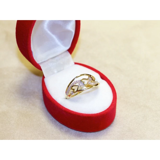 Új arany köves szíves áttört gyűrű Új arany köves szíves áttört gyűrű