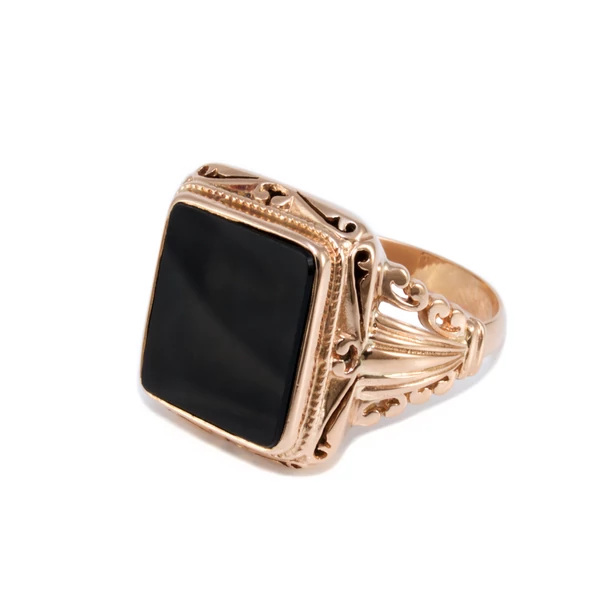 Fekete köves szögletes vörösarany férfi pecsétgyűrű Fekete köves szögletes vörösarany férfi pecsétgyűrű