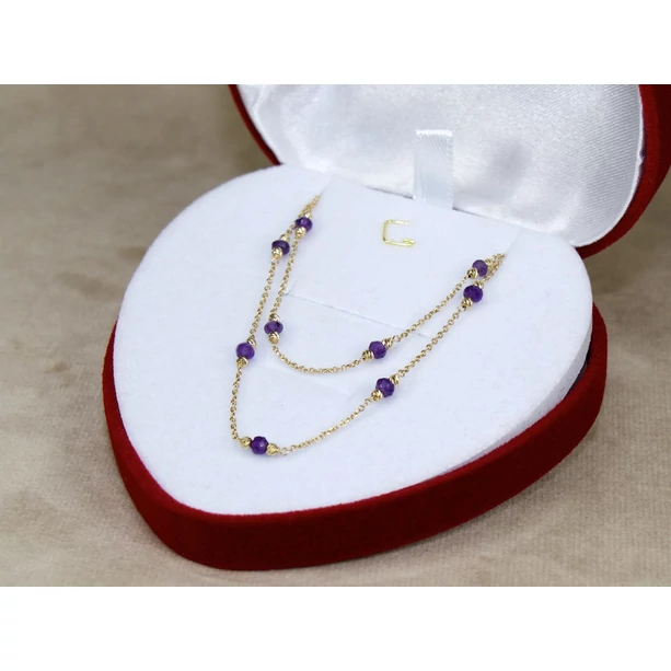 Új bogyós arany anker nyaklánc ametiszttel  Új bogyós arany anker nyaklánc ametiszttel