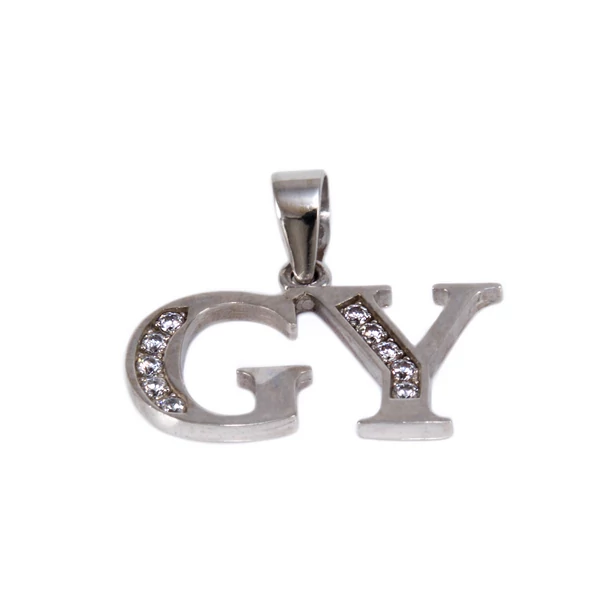 Köves fehérarany "GY" betű medál