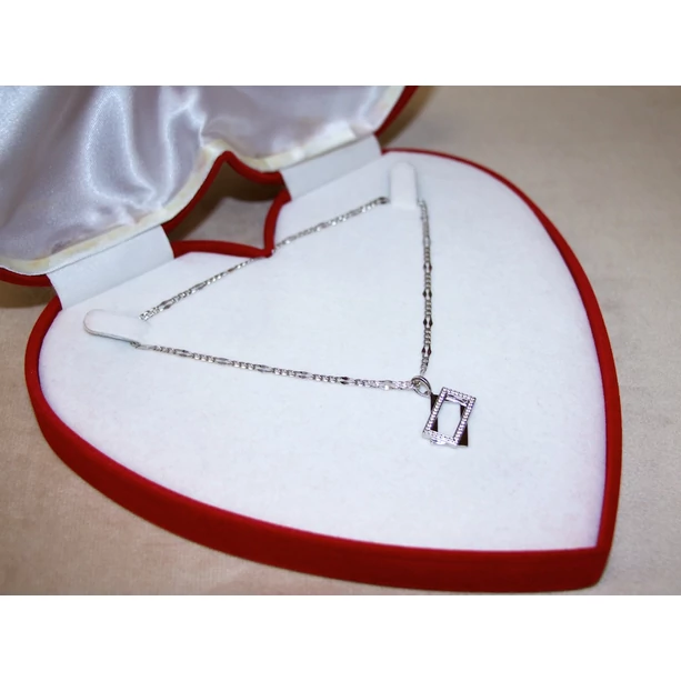 Felújított fehérarany köves téglalap medál Felújított fehérarany köves téglalap medál