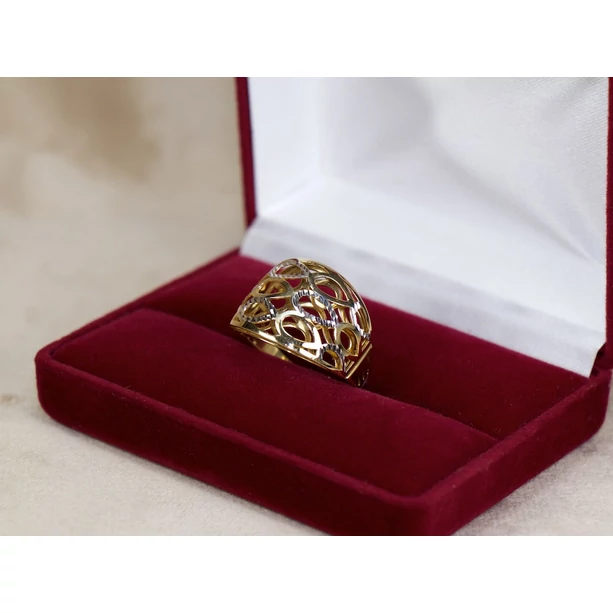 Új bicolor arany áttört mintás gyűrű Új bicolor arany áttört mintás gyűrű