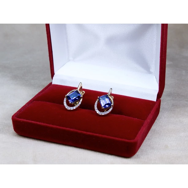 Új sárga arany kék és fehér köves ovális fülbevaló Új sárga arany kék és fehér köves ovális fülbevaló