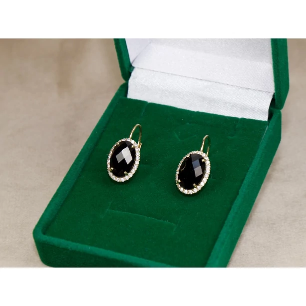 Felújított fekete köves arany fülbevaló cirkónia kövekkel Felújított fekete köves arany fülbevaló cirkónia kövekkel
