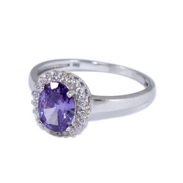 Lila-fehér köves fehérarany gyűrű Lila-fehér köves fehérarany gyűrű