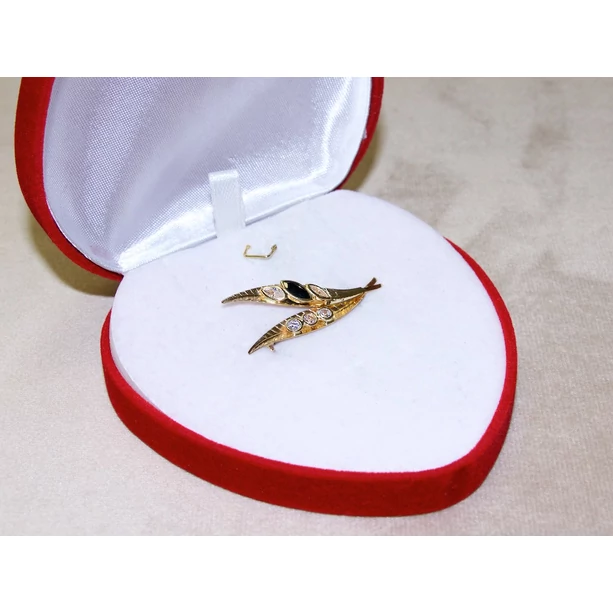 Felújított arany köves leveles kitűző Felújított arany köves leveles kitűző