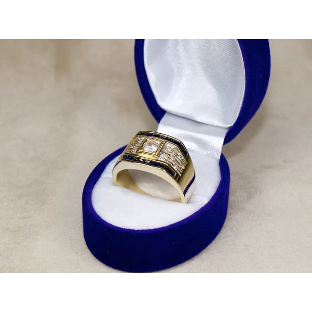 Felújított kék fehér köves arany pecsétgyűrű Felújított kék fehér köves arany pecsétgyűrű