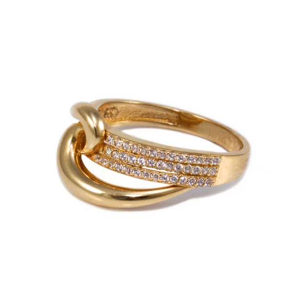 Zöld-fehér köves végtelen jeles arany gyűrű Zöld-fehér köves végtelen jeles arany gyűrű