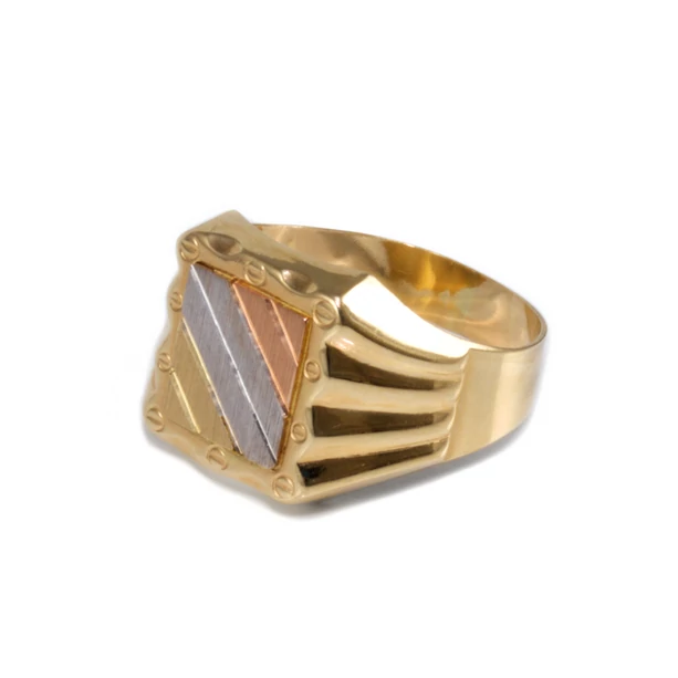 Tricolor vésett és matt sávos arany pecsétgyűrű Tricolor vésett és matt sávos arany pecsétgyűrű