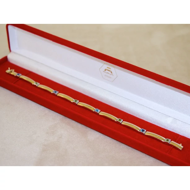 Felújított arany bicolor kék-zöld köves karlánc Felújított arany bicolor kék-zöld köves karlánc