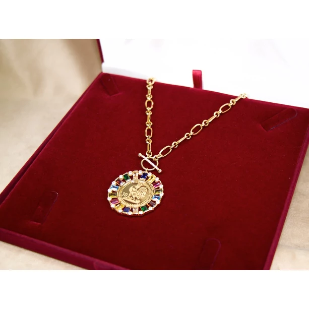 Felújított arany anker lánc színes köves medállal Felújított arany anker lánc színes köves medállal