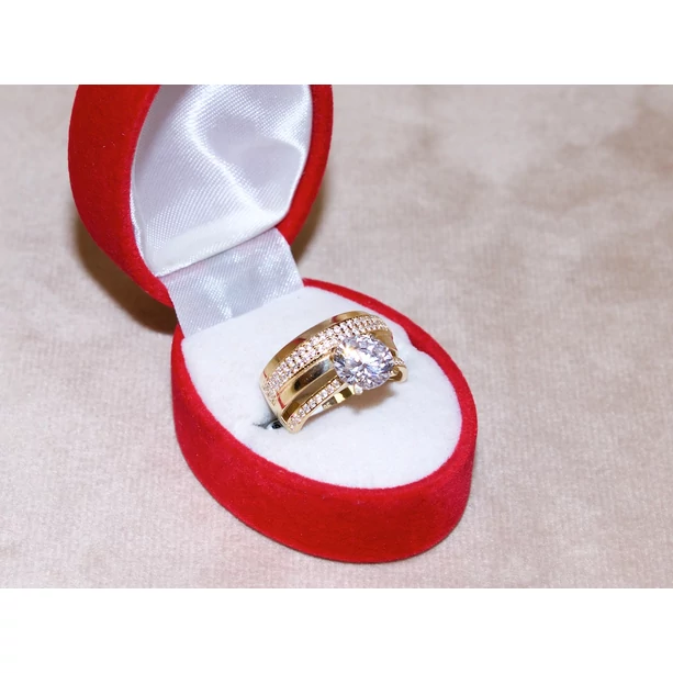 Felújított arany dupla soros szoliter gyűrű Felújított arany dupla soros szoliter gyűrű