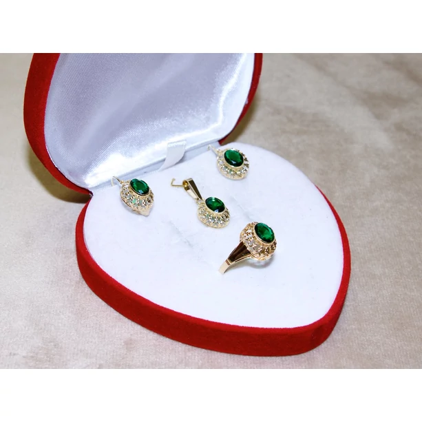 Új arany zöld köves galériás fülbevaló Új arany zöld köves galériás fülbevaló