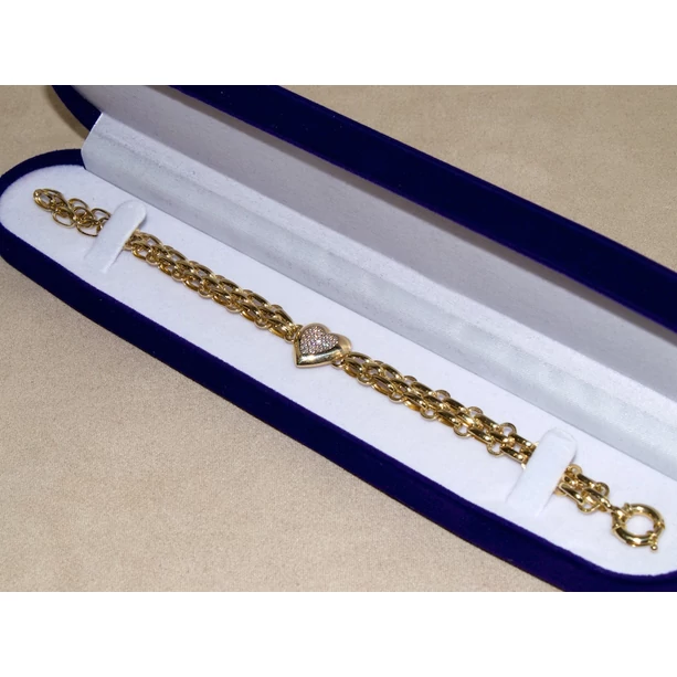 Felújított arany 2 soros anker + köves szív karlánc Felújított arany 2 soros anker + köves szív karlánc