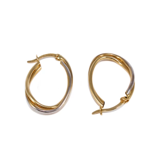 Bicolor arany dupla soros ovális fülbevaló Bicolor arany dupla soros ovális fülbevaló