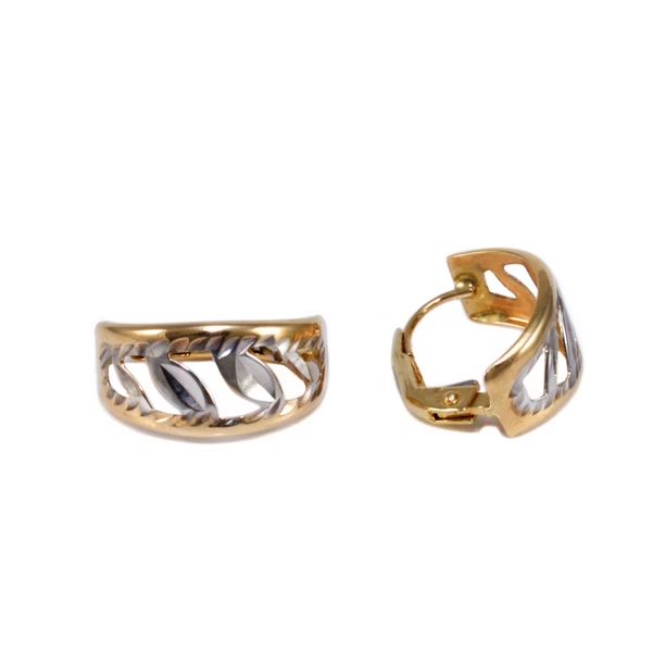 Bicolor vésett áttört arany fülbevaló Bicolor vésett áttört arany fülbevaló