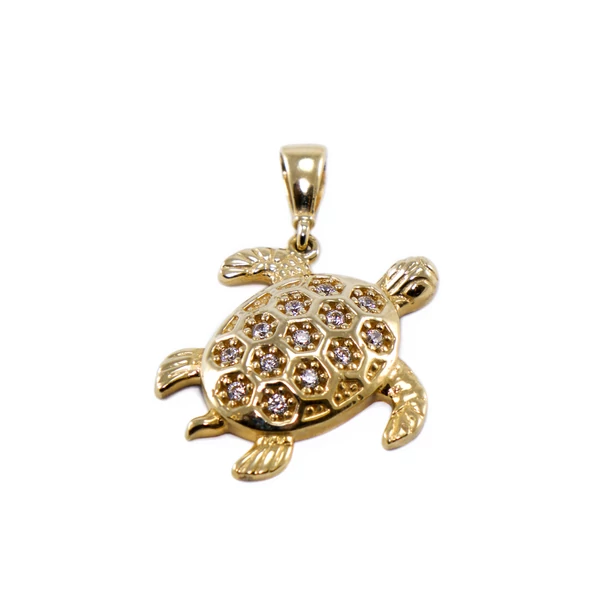 Sárga arany köves teknős medál Sárga arany köves teknős medál
