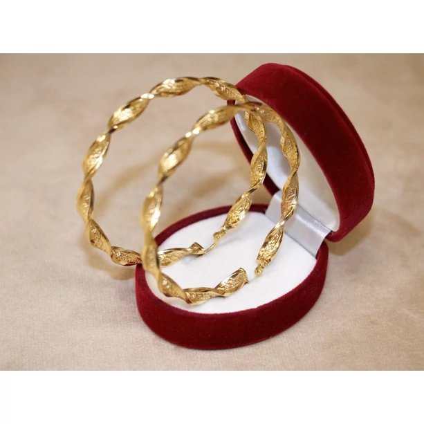 Új arany vésett csavart karika fülbevaló Új arany vésett csavart karika fülbevaló