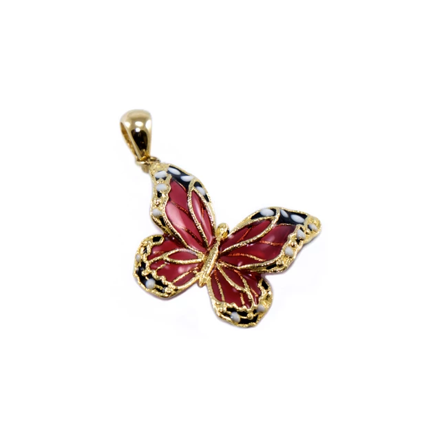 Sárga arany zománcos pillangó medál Sárga arany zománcos pillangó medál