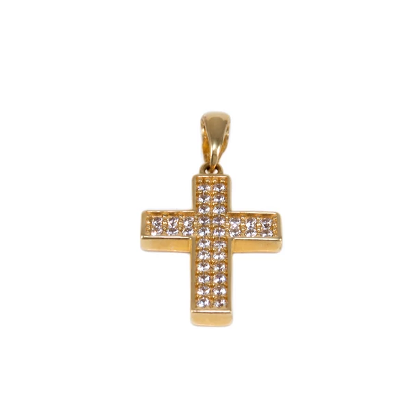 Dupla soros köves arany kereszt medál Dupla soros köves arany kereszt medál