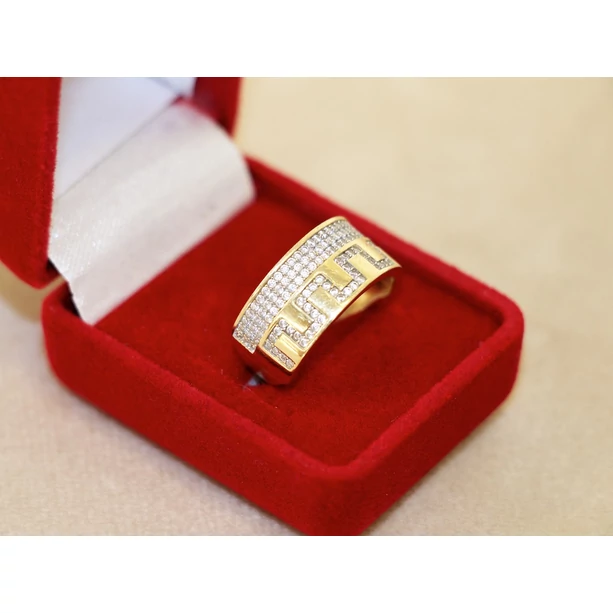 Felújított arany sok köves görög mintás gyűrű Felújított arany sok köves görög mintás gyűrű