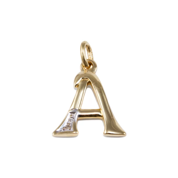 Bicolor gyémánt köves A betű arany medál Bicolor gyémánt köves A betű arany medál