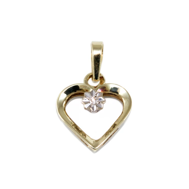 Bicolor gyémánt köves szív arany medál  Bicolor gyémánt köves szív arany medál