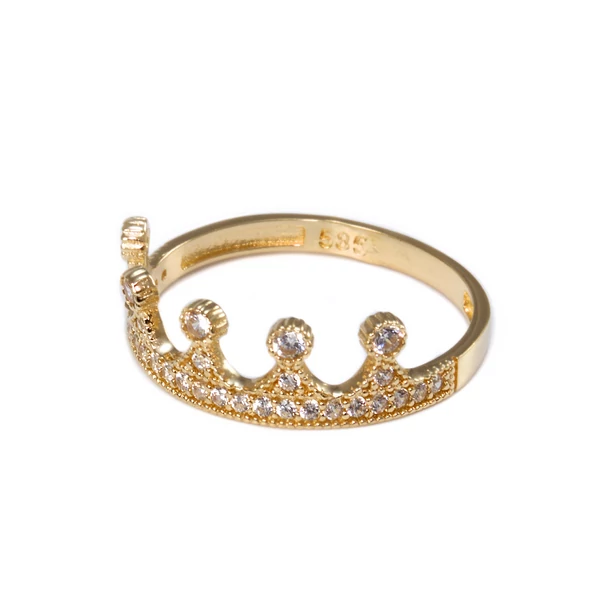 Köves korona arany gyűrű 