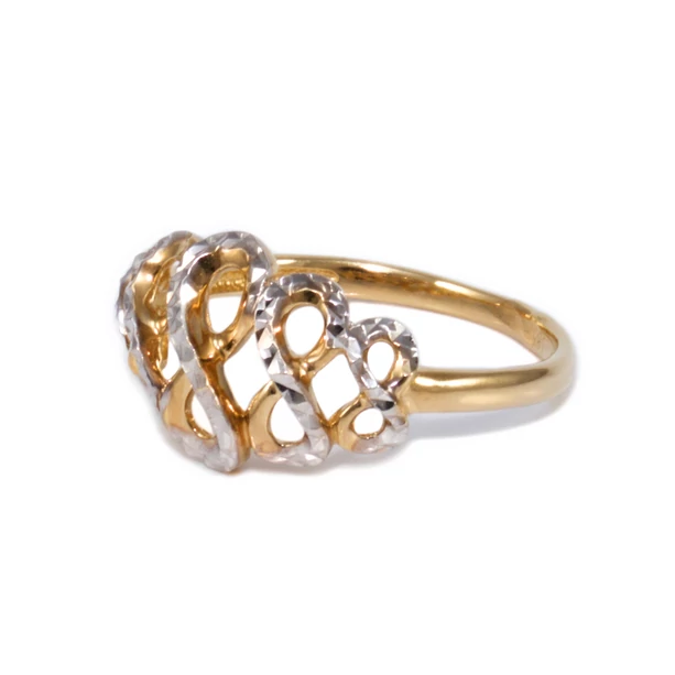 Bicolor vésett áttört arany gyűrű Bicolor vésett áttört arany gyűrű