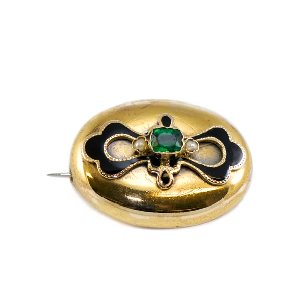 Antik arany zöld köves bross  Antik arany zöld köves bross
