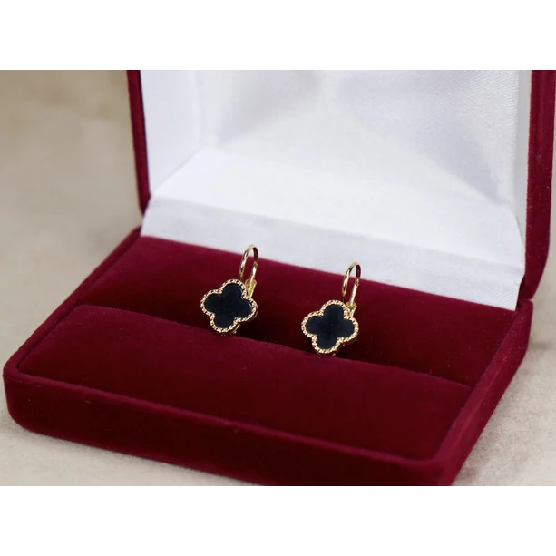 Új arany fekete köves lóhere fülbevaló Új arany fekete köves lóhere fülbevaló