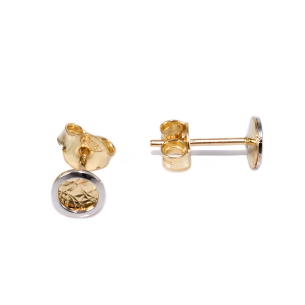 Bicolor vésett kerek arany fülbevaló  Bicolor vésett kerek arany fülbevaló