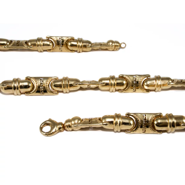 Áttört mintás barakka jellegű arany nyaklánc