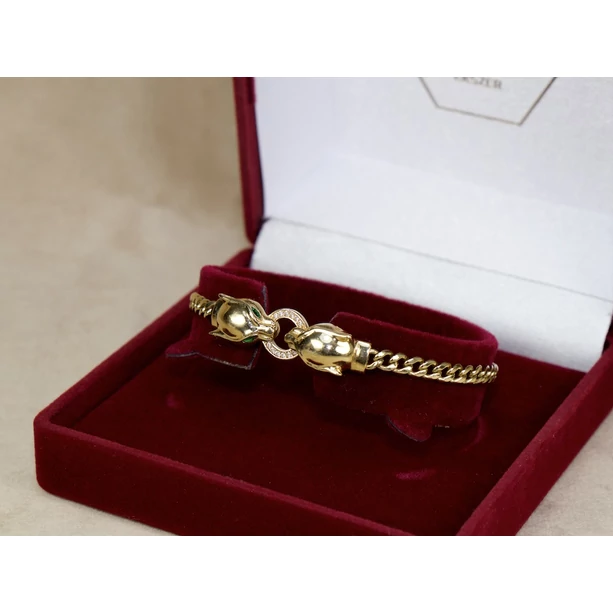 Felújított köves párducos sárga arany pancer karlánc Felújított köves párducos sárga arany pancer karlánc