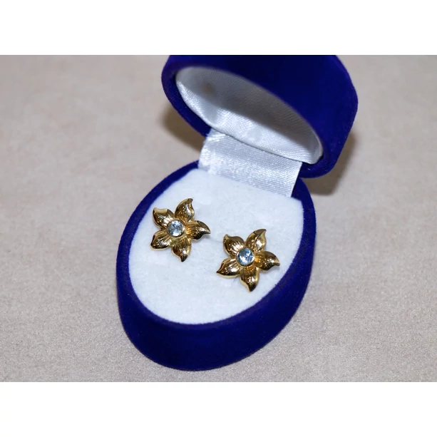 Felújított arany kék köves virág fülbevaló Felújított arany kék köves virág fülbevaló