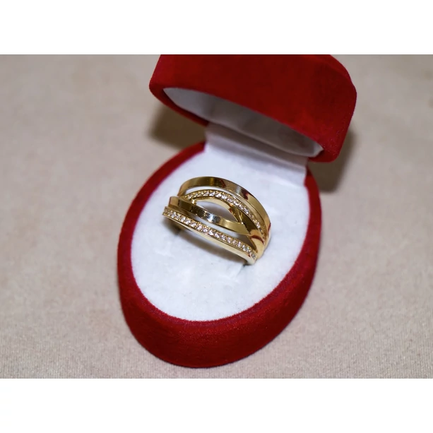 Új arany 2 kősoros hullám gyűrű Új arany 2 kősoros hullám gyűrű