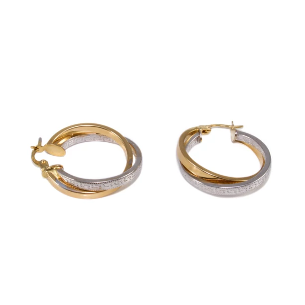 Bicolor görög mintás karika arany fülbevaló  Bicolor görög mintás karika arany fülbevaló