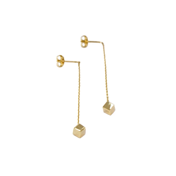 Láncos kocka arany fülbevaló